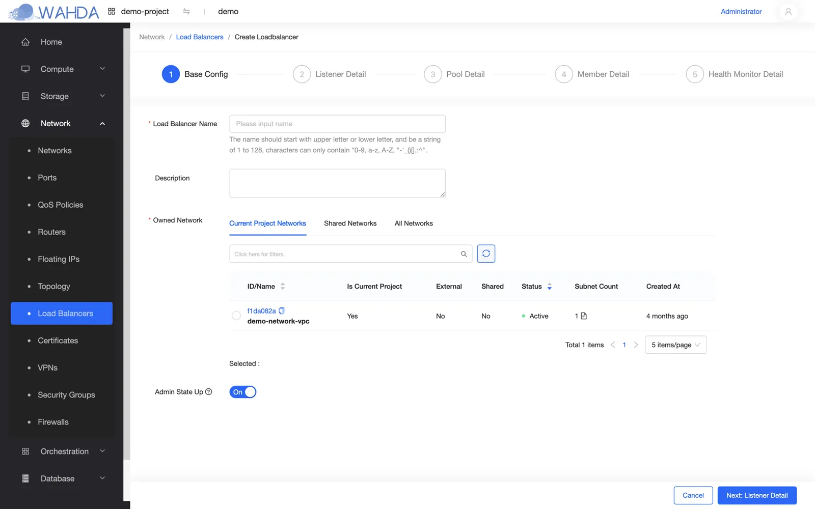 Wahda Cloud console